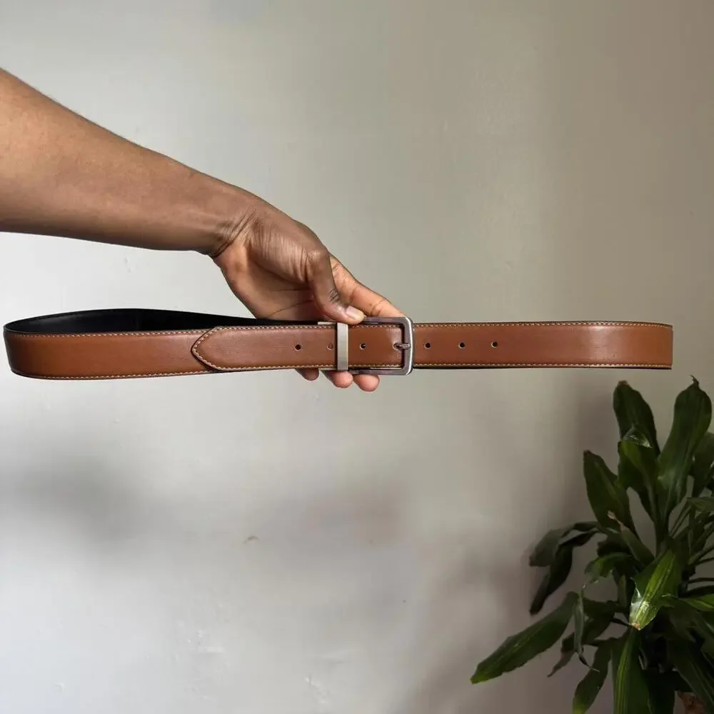 Vintage Steve Madden classic tan leather belt‎ with silver buckle size XL